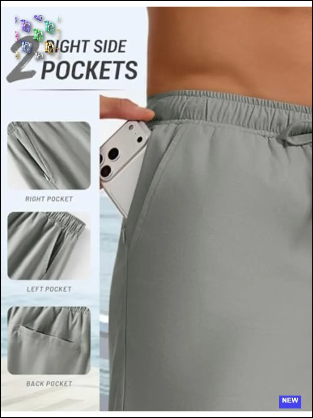 Mens Linen Shorts Elastic Waist Drawstring Summer Beach Golf Cargo Shorts